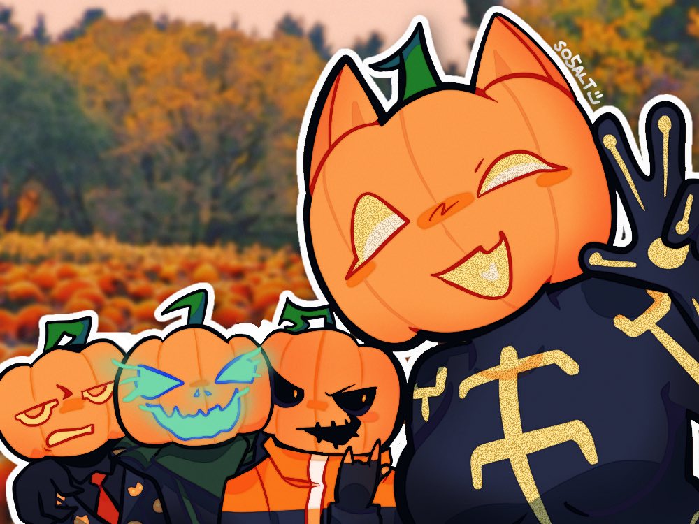 So5alt's tweet image. DRAWING PUMPKIN CAT UNTIL SHE DROPS!! 
day 7: pumpkin patch
#FortniteArt