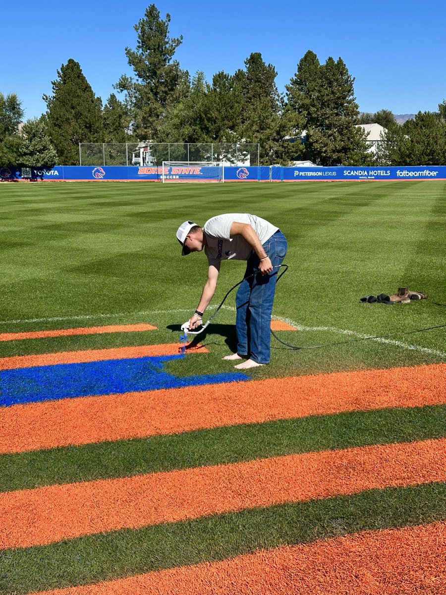 Finishing touches on the pitch.