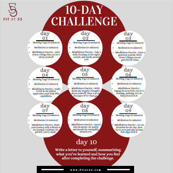 GetFitat55's tweet image. 10 days = 10 ways to reconnect with your mind, body &amp;amp; spirit. 🌸Join the Fit at 55 10-Day Positivity Challenge — yoga, meditation &amp;amp; mindfulness for women over 50. #FitAt55 #SelfCare #WellnessChallenge
Start your reset today! fitat55.com/10-day-challen…