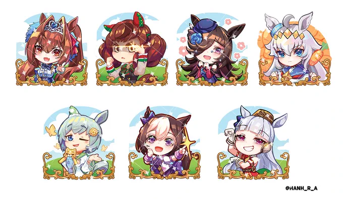 Uma Musume キーホルダーできました! My first set of Uma keychain designs Which one is your fav? #ウマ娘 #umamusume