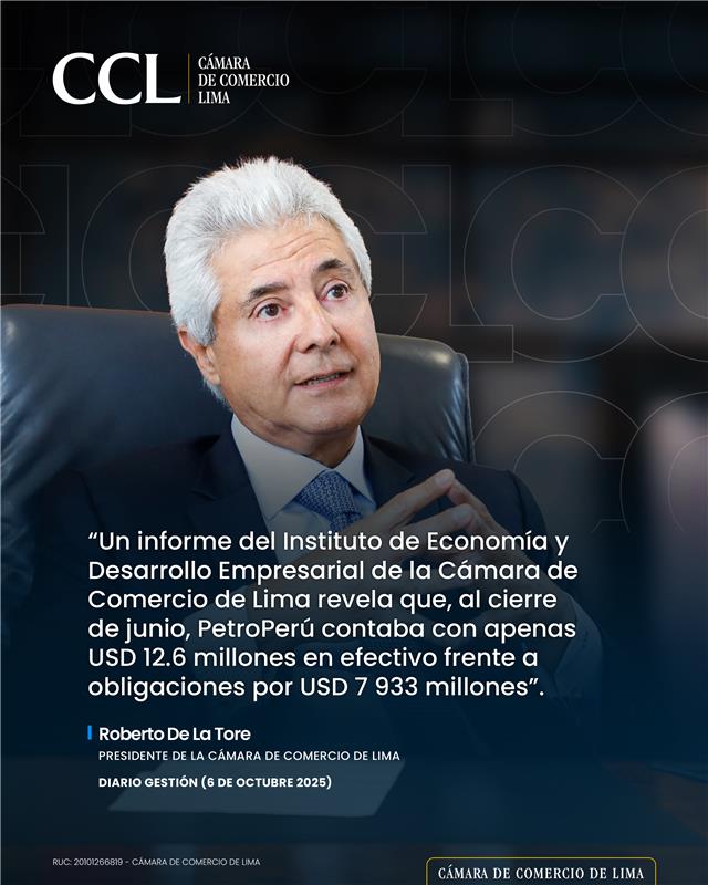 camaradelima's tweet image. ¡El Estado vuelve a inyectar millones a una empresa quebrada!
💸 @petroperu_sa no necesita más dinero, necesita una verdadera reforma.
📄 Columna de Roberto De La Tore, presidente de la #CCL, publicada en @Gestionpe
#CCL #Petroperú #EconomíaPeruana
Lee la nota aquí: