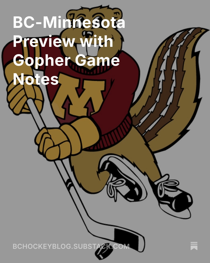 BCHockeyBlogger's tweet image. BC-Gophers preview with @GopherGameNotes...a great follow for any fan of college hockey. Excited to get back out to Mariucci this week, one of my favorite spots in the sport.
bchockeyblog.substack.com/p/bc-minnesota…