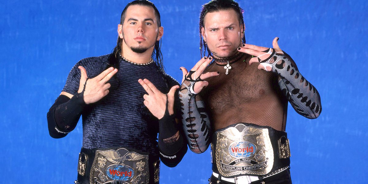 theanglejoey's tweet image. The Hardys have now become the only team EVER to win the WWE World Tag Team, WCW Tag Team, Raw Tag Team, SmackDown Tag Team, TNA World Tag Team, ROH Tag Team, & now #WWENXT Tag Team Titles!