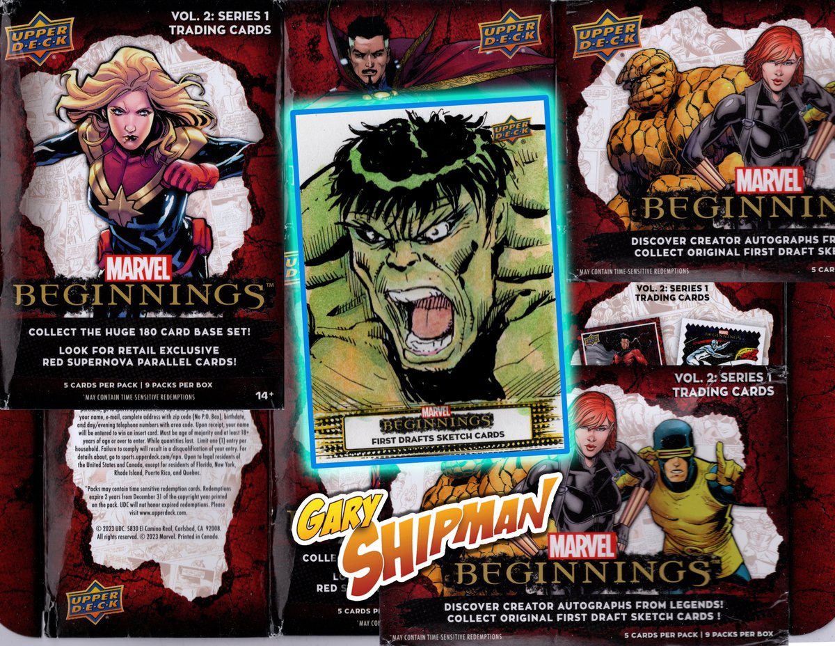 GaryShipmanArt's tweet image. Marvel Beginnings trading card set from
@Marvel and @upperdeckent
has released. Here are some of the sketch cards I drew for the set. #sketchcards #marvel #upperdeck #garyshipmanart #hulk