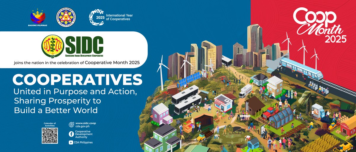SIDC1969's tweet photo. Sorosoro Ibaba Development Cooperative (SIDC) joins the celebration of 2025 Cooperative Month.

“Cooperatives United in the Purpose of Action, Sharing Prosperity to Build a Better World.”

Happy Cooperative Month, Mabuhay ang Kooperatiba!

#cooperativemonthcelebration2025
#sidc https://t.co/pvNv6r6Pfq