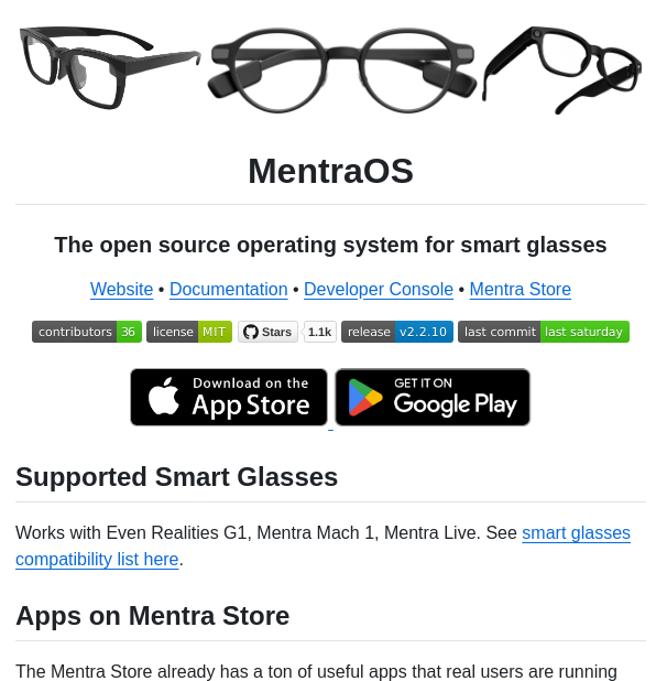 open source OS and app platform for smart glasses