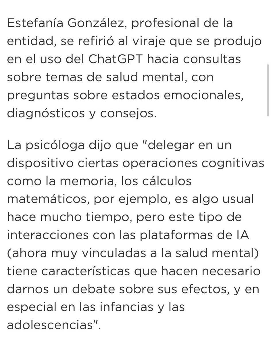 “ChatGPT y salud mental: dura advertencia del Colegio de Psicólogos de Rosario”