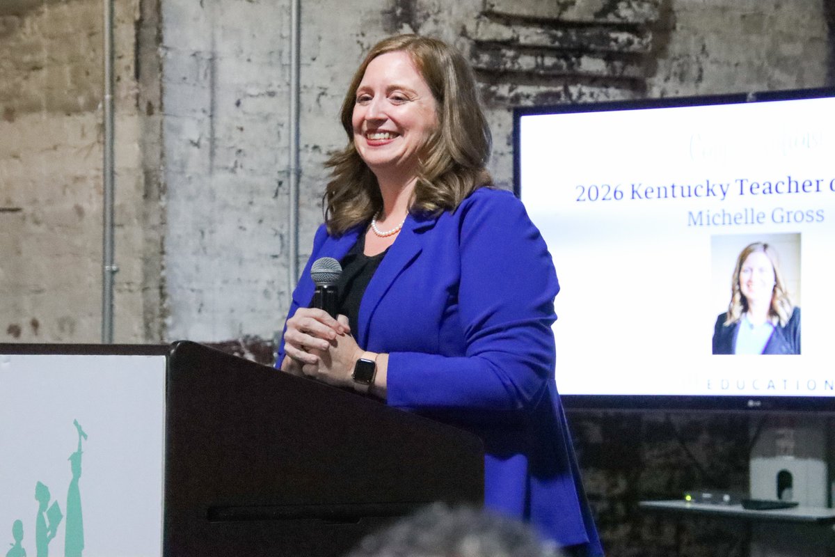 Michelle Gross, a mathematics teacher at Spencer County Middle School, was named the 2026 Kentucky Teacher of the Year during a ceremony in Frankfort on Tuesday.

Read more: bit.ly/2026KentuckyTe…