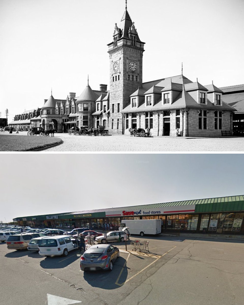 the_transit_guy's tweet image. Knocking down a gorgeous rail station for a strip mall is a perfect encapsulation of how this country views rail transit. 

(Portland, ME)