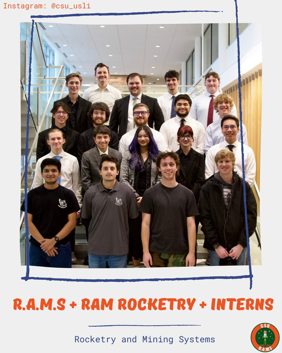 CSU_USLI's tweet image. We are Rocketry and Mining Systems, THIS YEAR'S CSU USLI TEAM! Please support our journey and follow for more exciting things!
#NASA @CSU #USLI #Students #RocketScience #LaunchInitiative