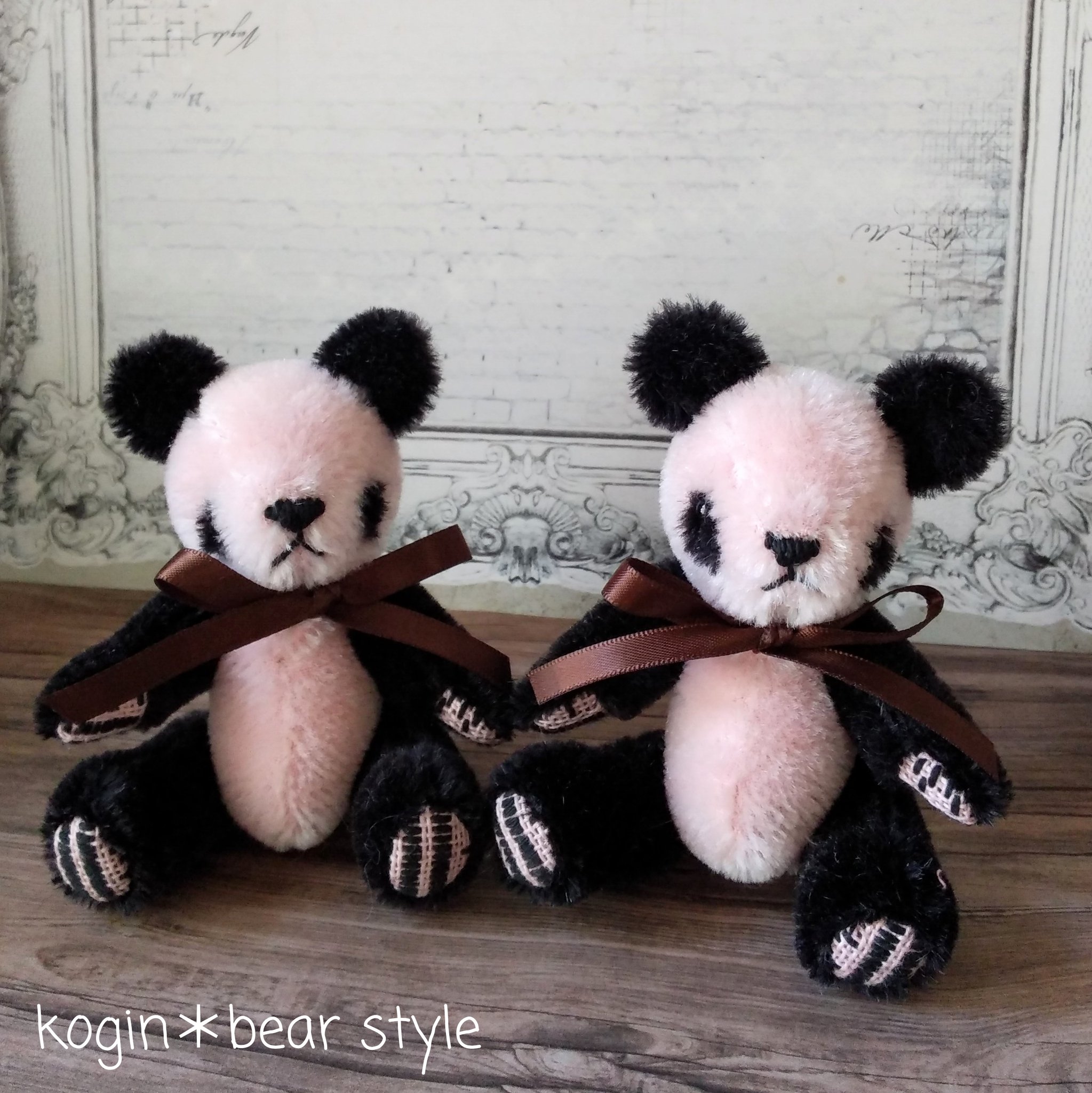 作家さま　パンダのぬいぐるみ　テディベア　ハンドメイド 人気作家さま bear's kitchen テディベア パンダ 週末にあった