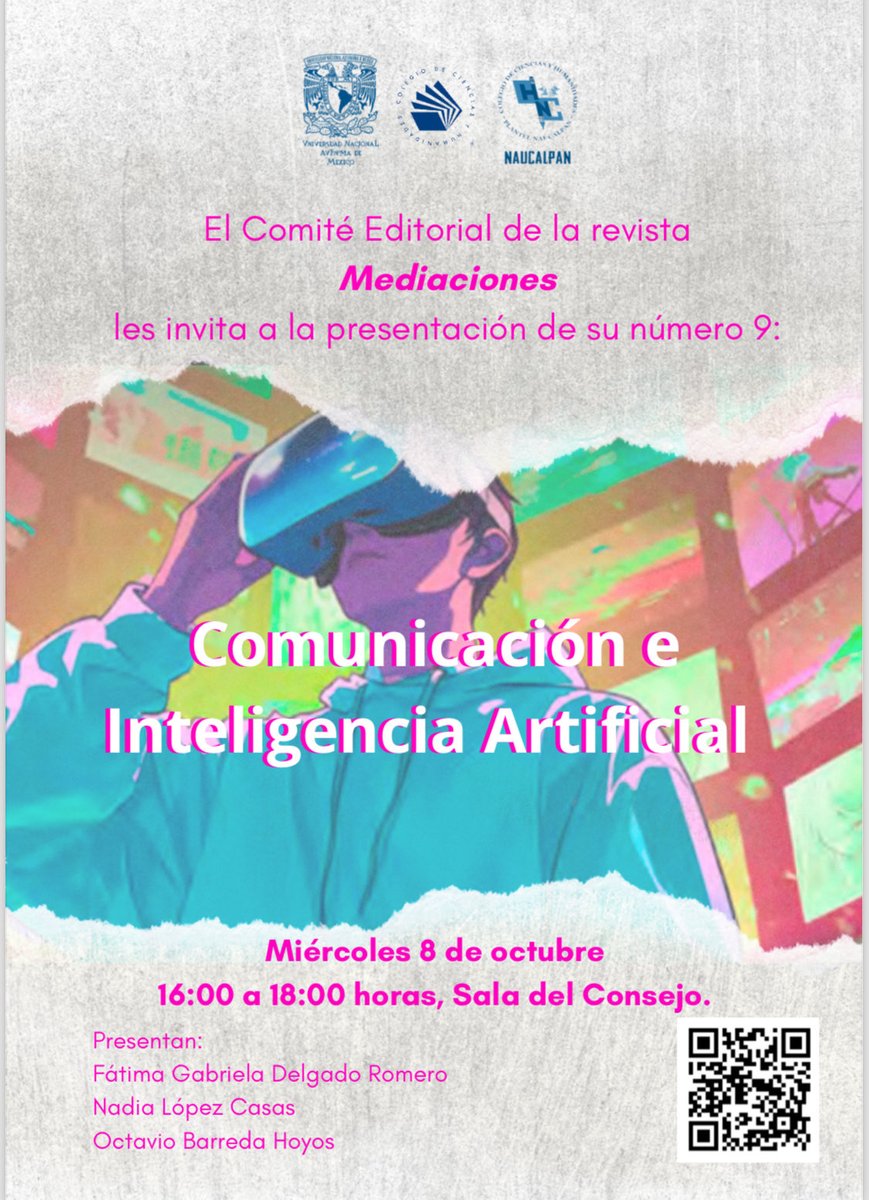 Mañana presentamos nuestro número 9. Comunicación Social inteligencia artificial.
Les esperamos.
mediacionescch.com