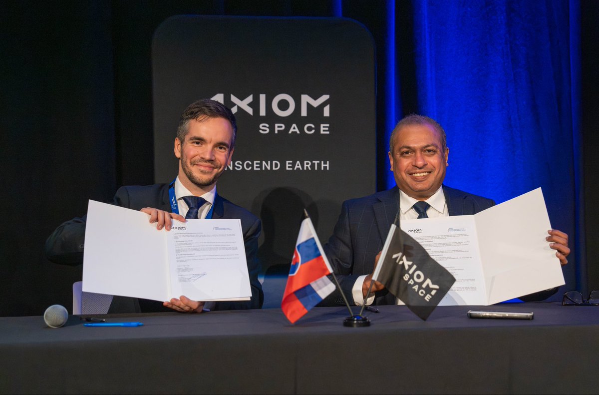 Axiom_Space's tweet image. Signed at #IAC2025, a new agreement between Slovak Investment and Trade Development Agency (SARIO) and Axiom Space is set to boost collaboration on development of Orbital Data Center, streamlining access for multiple operators and providers. This initiative looks to integrate…