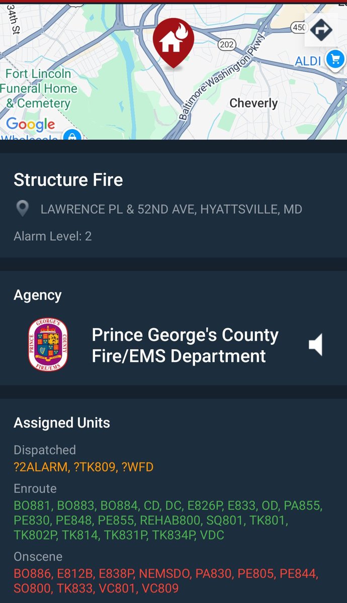 NFTC_News's tweet photo. BREAKING NEWS: 2 ALARM STRUCTURE FIRE: 3400 Bl. of 52nd Ave. Bladensburg, MD. @PGFDNews on scene of a 2 story commercial building with a outside in fire. WORKING FIRE DISPATCH was immediately requested and shortly after a 2ND ALARM was also struck. AVOID THIS AREA. There will be a large fire response. PGFD has gone to an exterior operation only. #newsfromtheconcrete #publicsafety