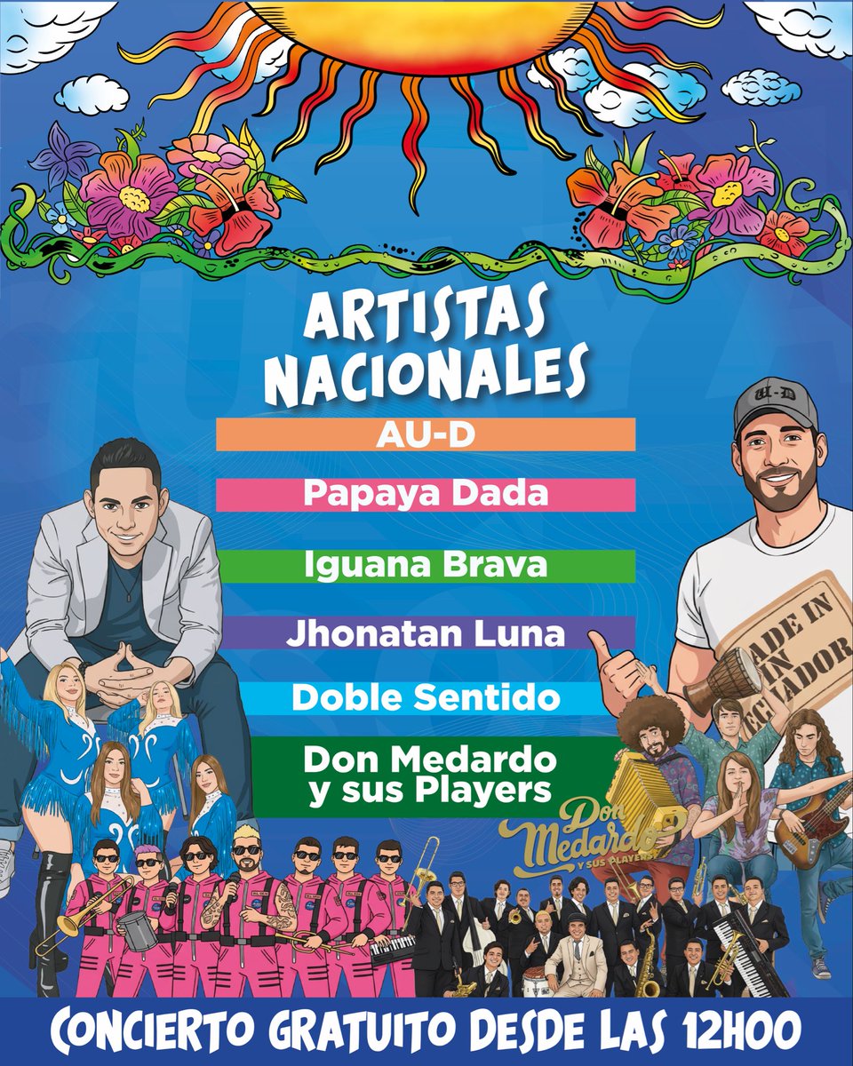 PrefGuayas's tweet photo. 🎉 ¡Guayasón 2025 “Arte y Sabor” vuelve con todo! 🎶✨

No pierdas la gran oportunidad de pasarlo espectacular en estas fiestas octubrinas. 🩵 Lo mejor de todo es que es totalmente gratis y en un espacio seguro para disfrutar en familia o con amigos. https://t.co/v0IqFpWITG