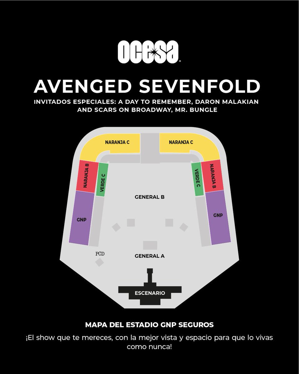 ailoviutl's tweet photo. 🚨 INFORMACIÓN IMPORTANTE 🚨

OCESA anunció la redistribución oficial de zonas para el concierto de AVENGED SEVENFOLD en el Estadio GNP Seguros el próximo 17 de enero de 2026, luego del cambio de recinto.

Con el objetivo de ofrecer una mejor experiencia y mayor comodidad para todos los asistentes, se publicó la equivalencia de boletos entre el Estadio Alfredo Harp Helú y el nuevo recinto.

No es necesario hacer ningún cambio. Los boletos actuales son válidos para la nueva fecha y nuevo recinto.

#AVENGED #SEVENFOLD #AVENGEDSEVENFOLD #Ailoviutl #Ailoviutl #Concert #Concierto #Fest #Festival #CDMX #México #Music #Música #Rock #HeavyMetal #Metalcore #Tour2026 #Tour2025 #WorldTour #WorldTour2025
#EstadioAlfredoHarpHelú #OCESA #EstadioGNPSeguros #Tickets #Boletos #Ticketmaster