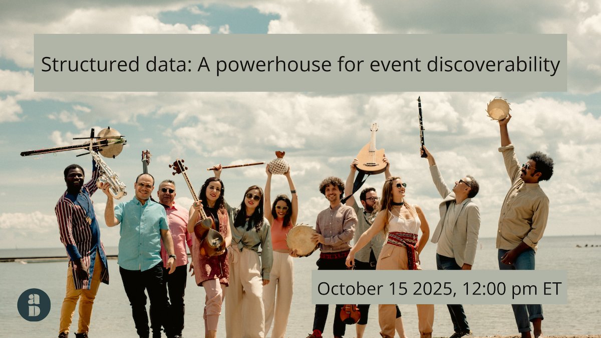 CAPACOA's tweet image. 🗓️ Oct 15, 2025
⏱️ 12–1 PM ET

Can #StructuredData really change how audiences discover #PerformingArts events? 🤔

New #Artsdata research shows clear proof and reveals which markups boost discoverability most.

🔗 Join the launch event to learn more: capacoa.ca/en/events/stru…