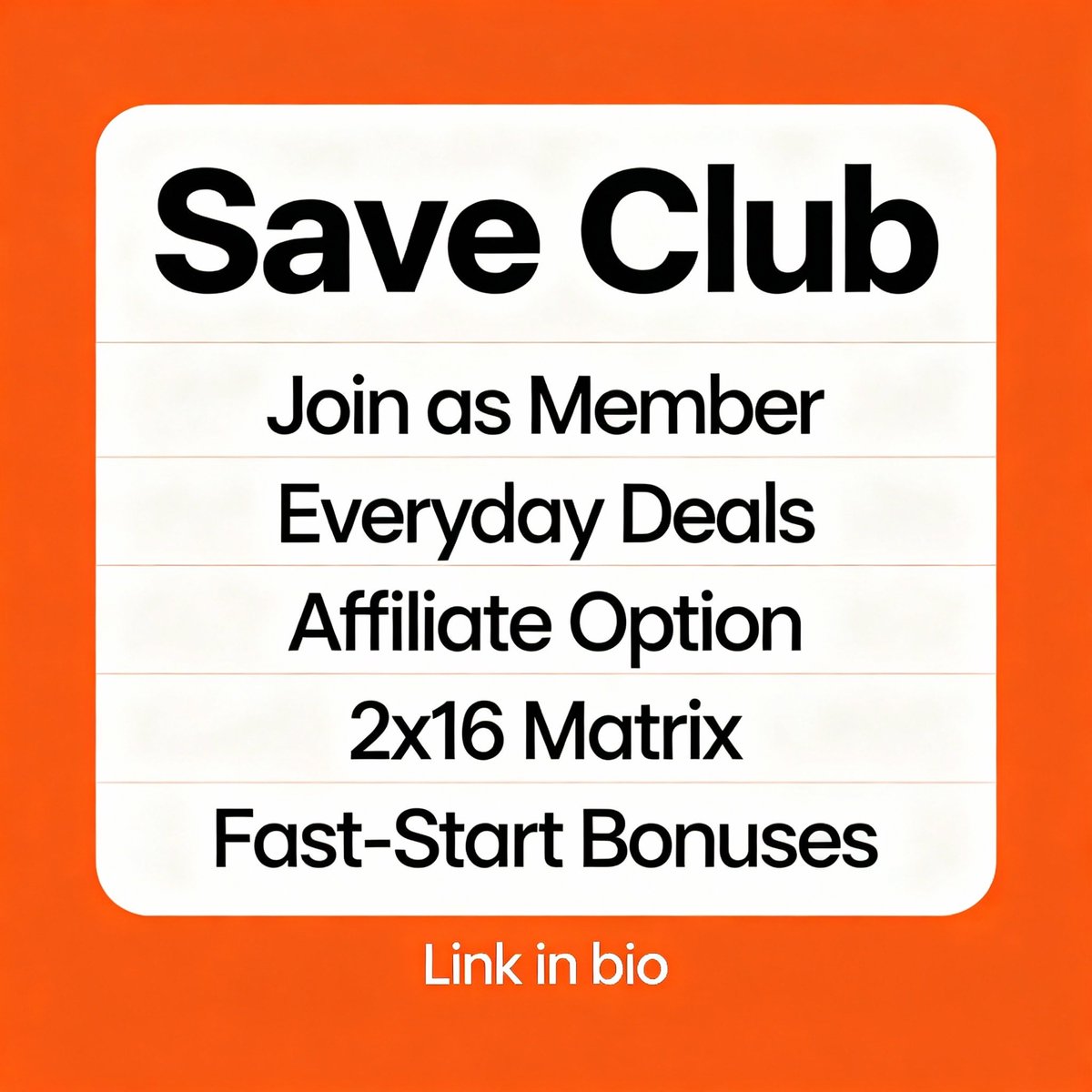 JOHNBAHAN's tweet photo. Join as a member for everyday deals, and add the affiliate option to earn from referrals with a simple 2x16 matrix and fast-start bonuses. Link in bio. https://t.co/fARuTjASe9