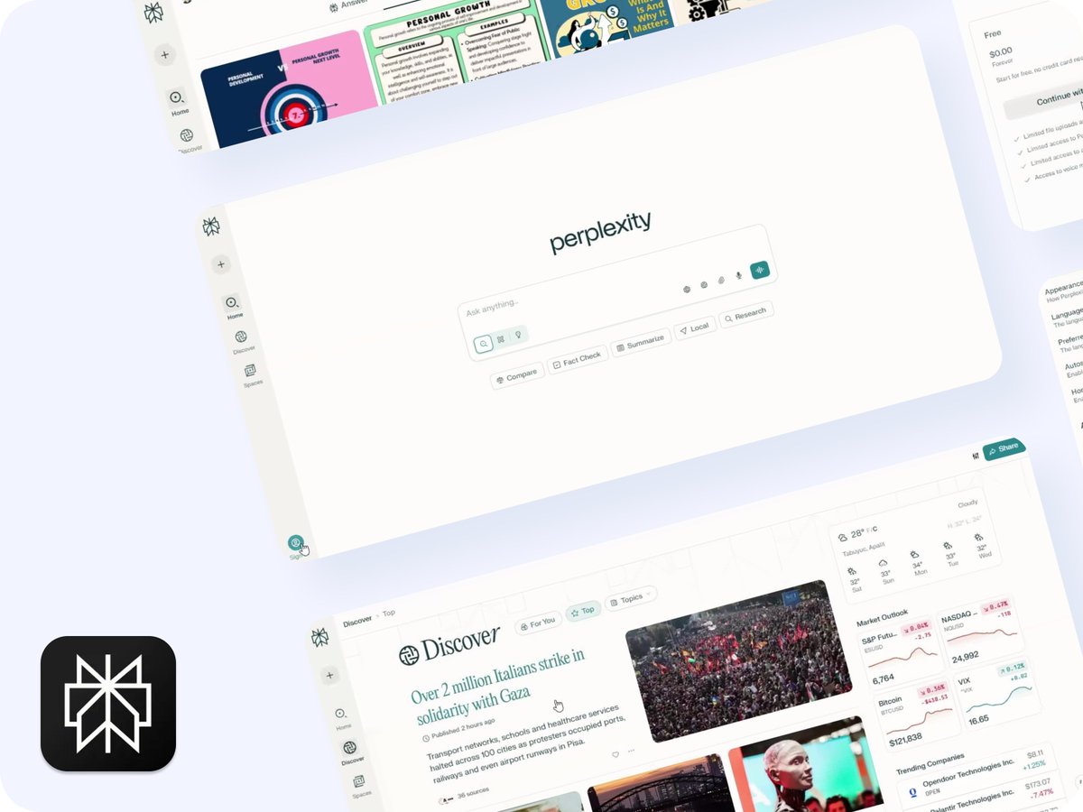 PageFlows's tweet photo. π Boost your creativity with 200+ stunning @perplexity_ai screenshots! Perfect for workflow design or fresh inspiration. Start exploring now π https://t.co/ubGwdRKe1H
#DesignInspiration
#UIUXDesign
#WebDesign
#CreativeDesign
#UXTrends
#ScreenshotShowcase
#DesignBreakthrough https://t.co/NRQ6kY4qNb