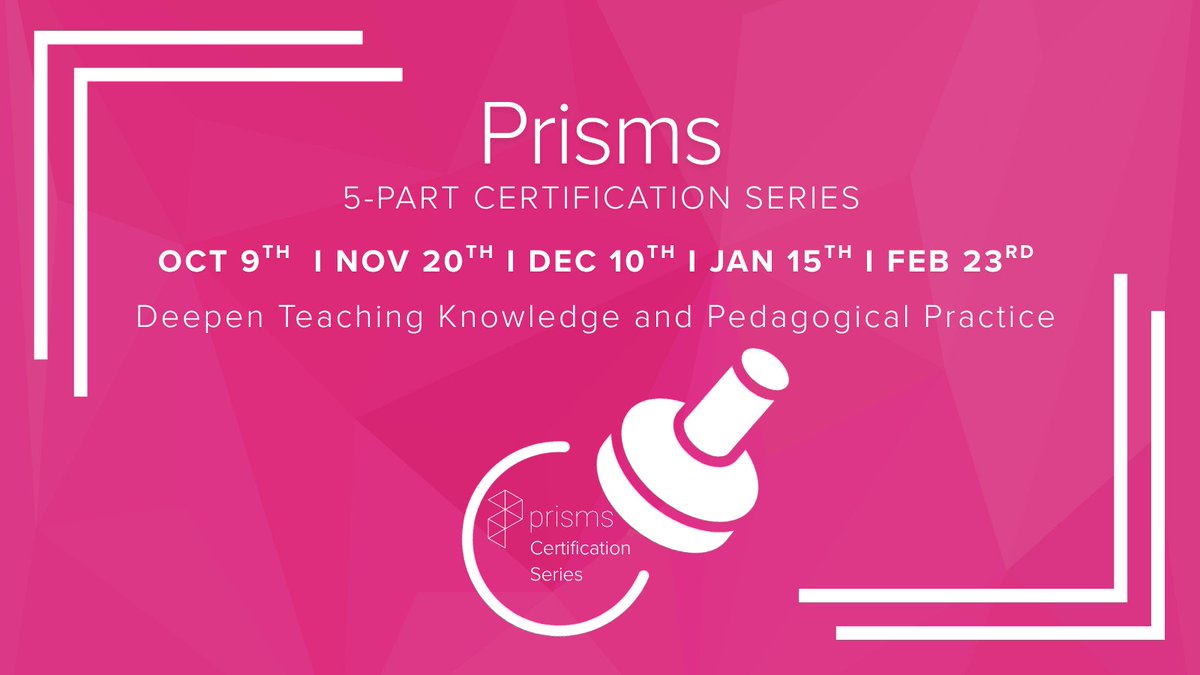 Join us on Thursday for our Prisms Certification Series! 🏅It's not too late to register!

This 5-part professional learning journey is designed to help educators deepen teaching knowledge and refine pedagogical practice through:


✅ Clear, objective-driven lesson planning
✅