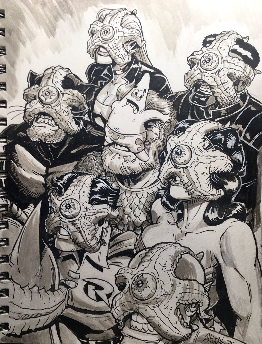 The_Howl_Comics's tweet image. #inktober2025 day 7 Starfish. One of these is not like the other. #starro #patrickstar