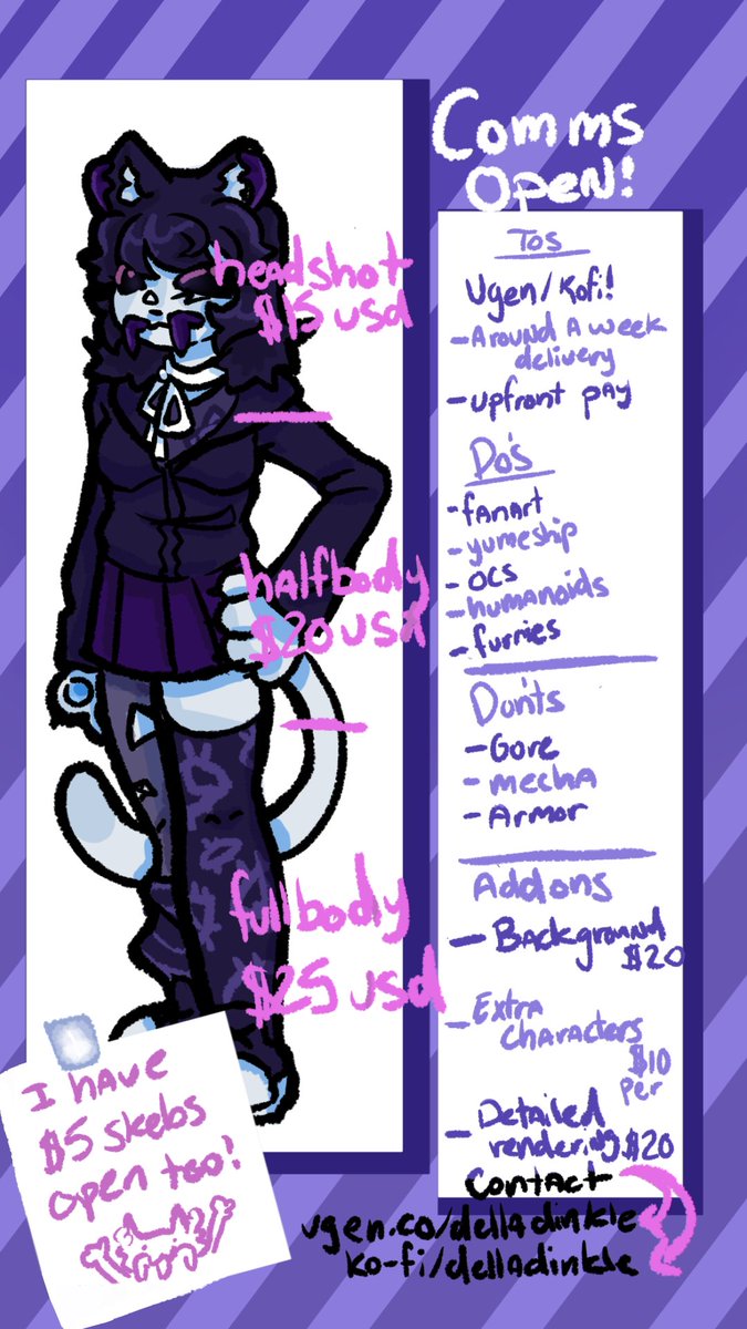 DellaDinkle's tweet photo. Updated commission info!

https://t.co/mIgZQONOYv
https://t.co/zmaiyM03Sa

#Commission #commissionsopen #VGen #VGenComms #commissionopen #ArtCommission https://t.co/Zt3QDGAbG3