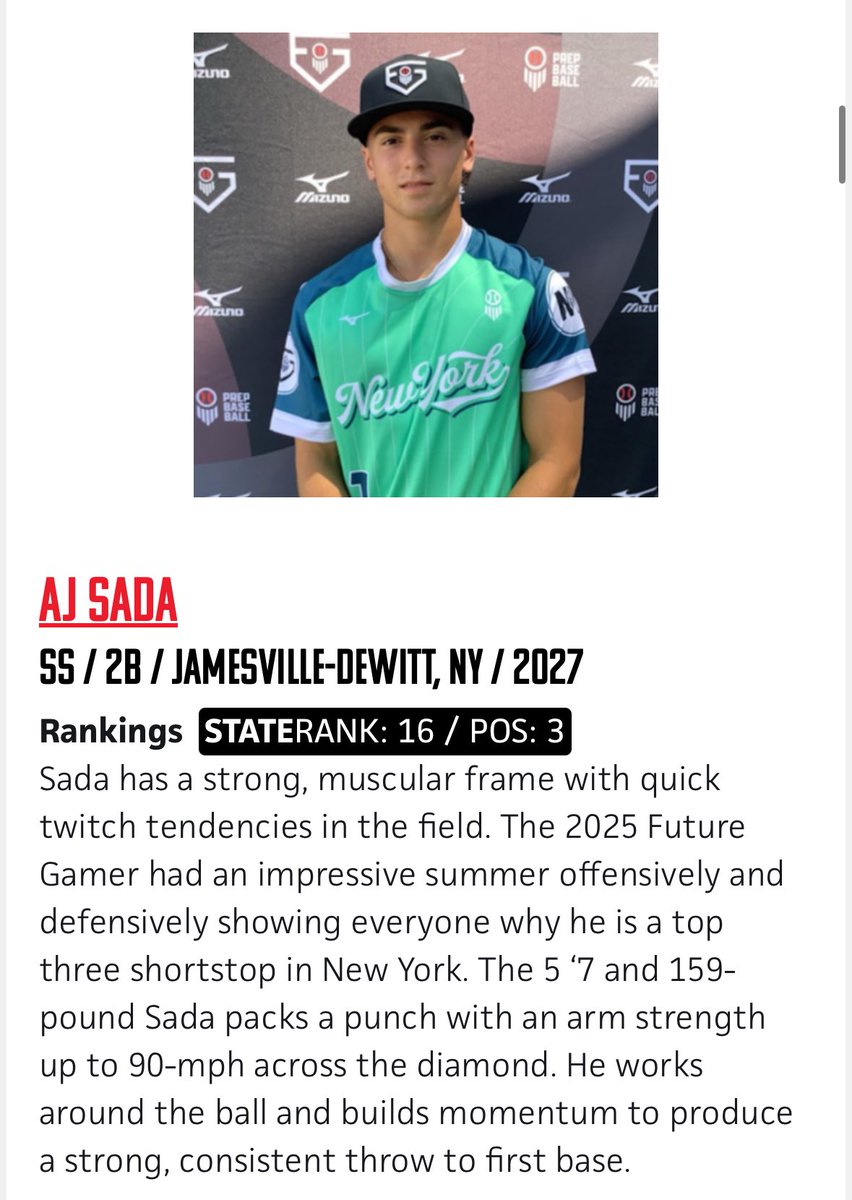 Thank you <a href="/PrepBaseballNY/">Prep Baseball New York</a> for the recognition. Beyond grateful!!
<a href="/JC_NY_PA/">Jared Carrier</a> <a href="/DanCevette/">Dan Cevette</a> <a href="/JoeWalentin/">Joe Walentin</a> <a href="/ocker_n/">Nathan Ocker</a> <a href="/SportsZoneAcad/">Syracuse Sports Zone</a> <a href="/SZ_Recruits/">Syracuse Sports Zone Recruits</a>