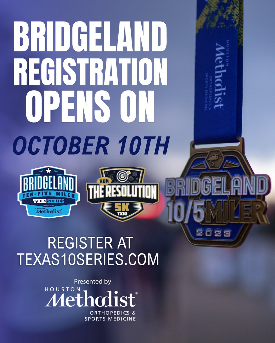 Texas10series's tweet photo. Bridgeland registration opens on OCTOBER 10TH!! Lock in your spot at the start line in 3 DAYS and save with kickoff pricing 🥳🏃

Register at https://t.co/XnLRFrwh5K

#Texas10series #runtx10series #5k #5mile #10mile https://t.co/bWoBrzeyBg
