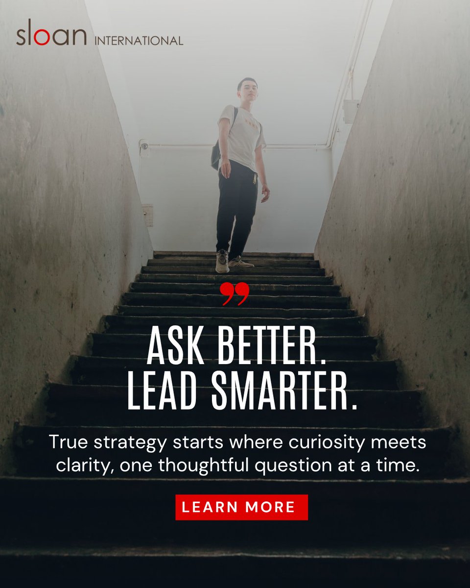 JuliaASloan's tweet image. Strategic thinking isn’t about jumping to conclusions. It’s about asking sharper, deeper questions that open new pathways. Leaders who ask the right questions are the ones who create lasting change.
sloaninternationalconsulting.com/services/
*
*
#StrategicThinking #LearningLabs #JourneyToMastery
