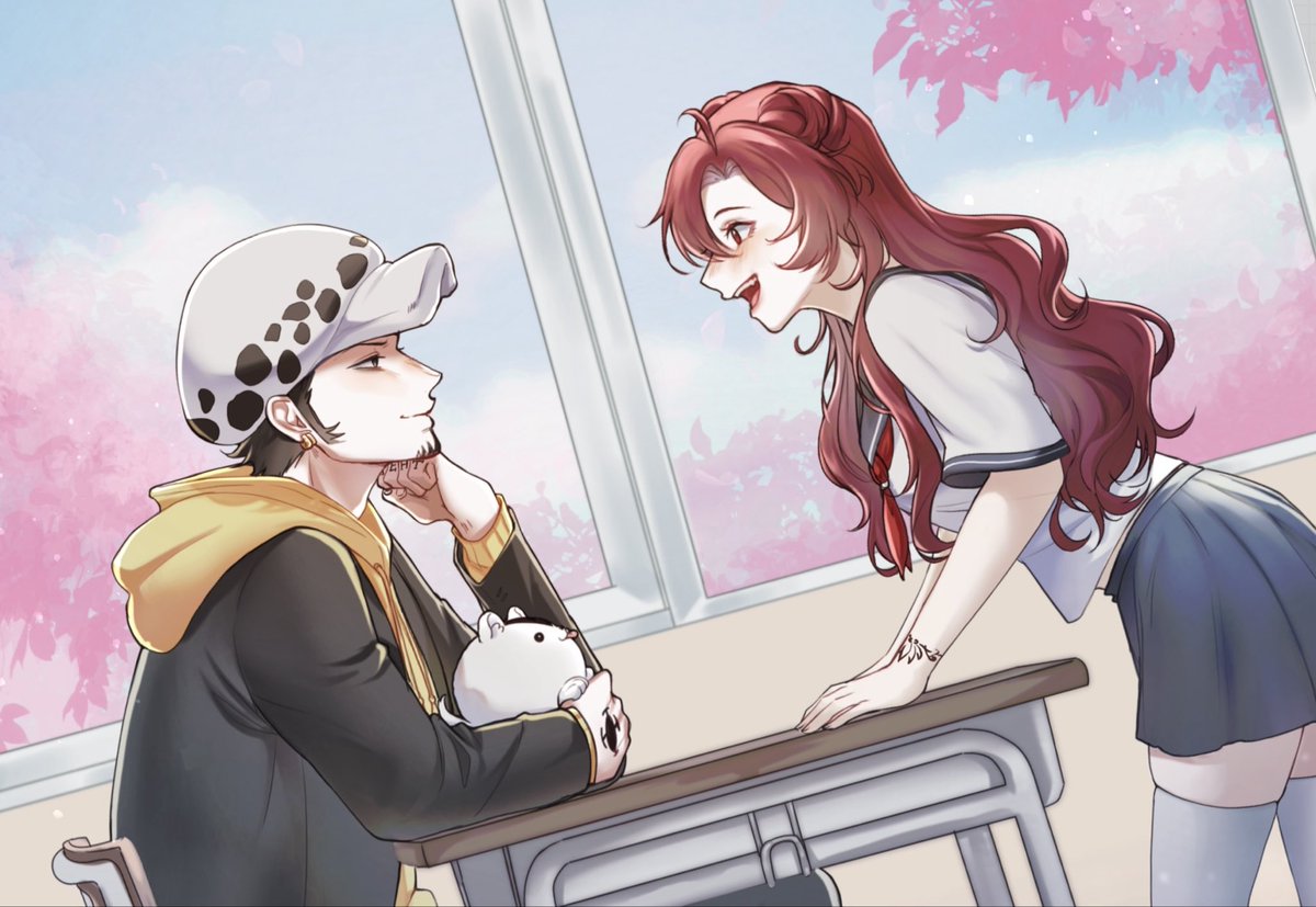 hisuiiran's tweet photo. 🐯🪷
OPGakuen AU!
————

“Listen listen! You wouldn’t believe what happened in class earlier!”

That was how he knew lunchtime would be spent as a story time session https://t.co/jxjGYMa7jR