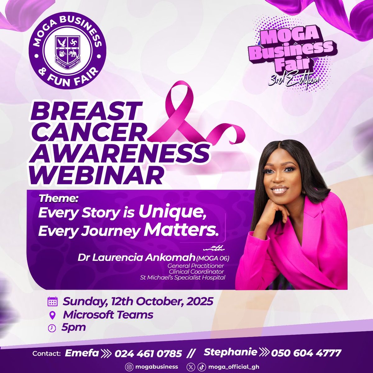 It’s Pink October. Join us this Sunday to learn and engage on a topical health issue. 

#PinkOctober