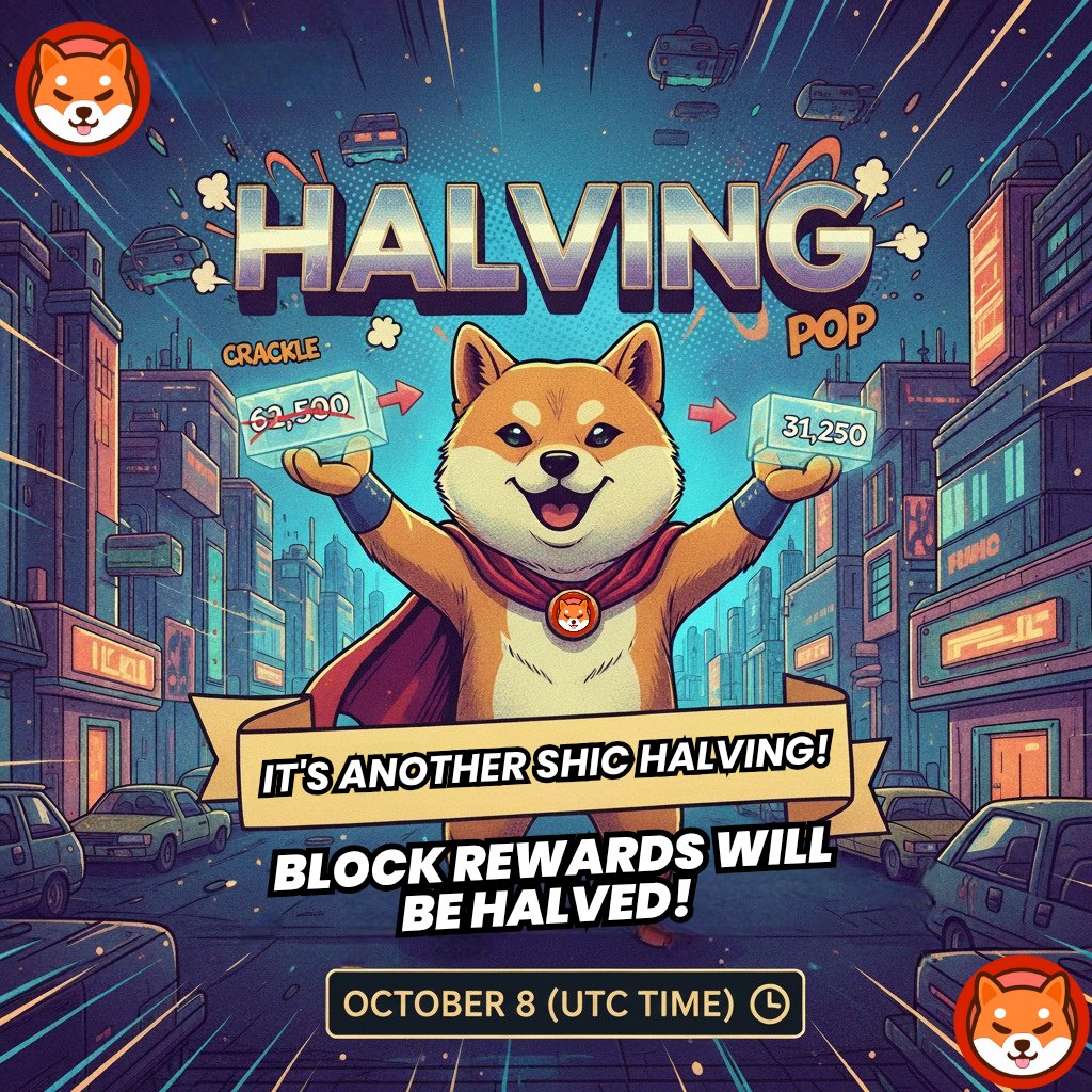Shic's 4th halving is happening in just over an hour! 

Come join us in our Discord café for our halving party &amp; grab some FREE, yes FREE $Shic! 

discord.gg/tzPKZgH5wj