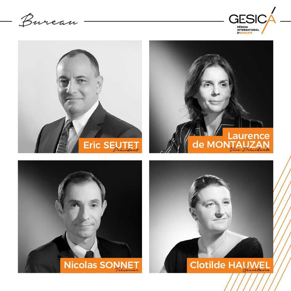 Félicitations à Eric SEUTET, nouveau président du réseau GESICA, qui succède à Florence Six. 
Nous lui adressons tous nos vœux de réussite dans cette nouvelle mission, aux côtés de Laurence de Montauzan, Nicolas Sonnet et Clotilde Hauwel, qui l’accompagneront au sein du bureau.