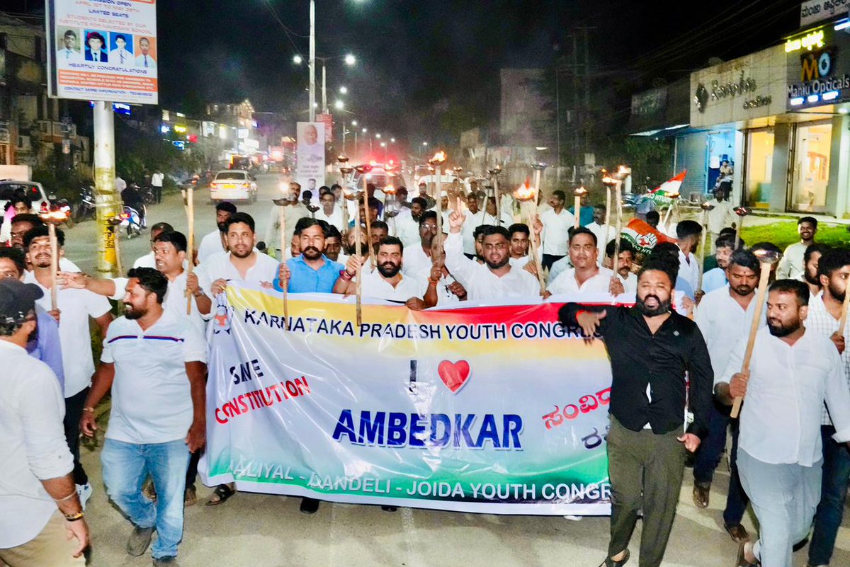 📍Dandeli, Karnataka

When a Dalit CJI is targeted for upholding the Constitution, it exposes the BJP’s anti-Dalit mindset.

The Karnataka Youth Congress stands tall with the spirit of Baba Saheb Ambedkar, through the ‘I Love Ambedkar March’, our voices echo the call for Justice,