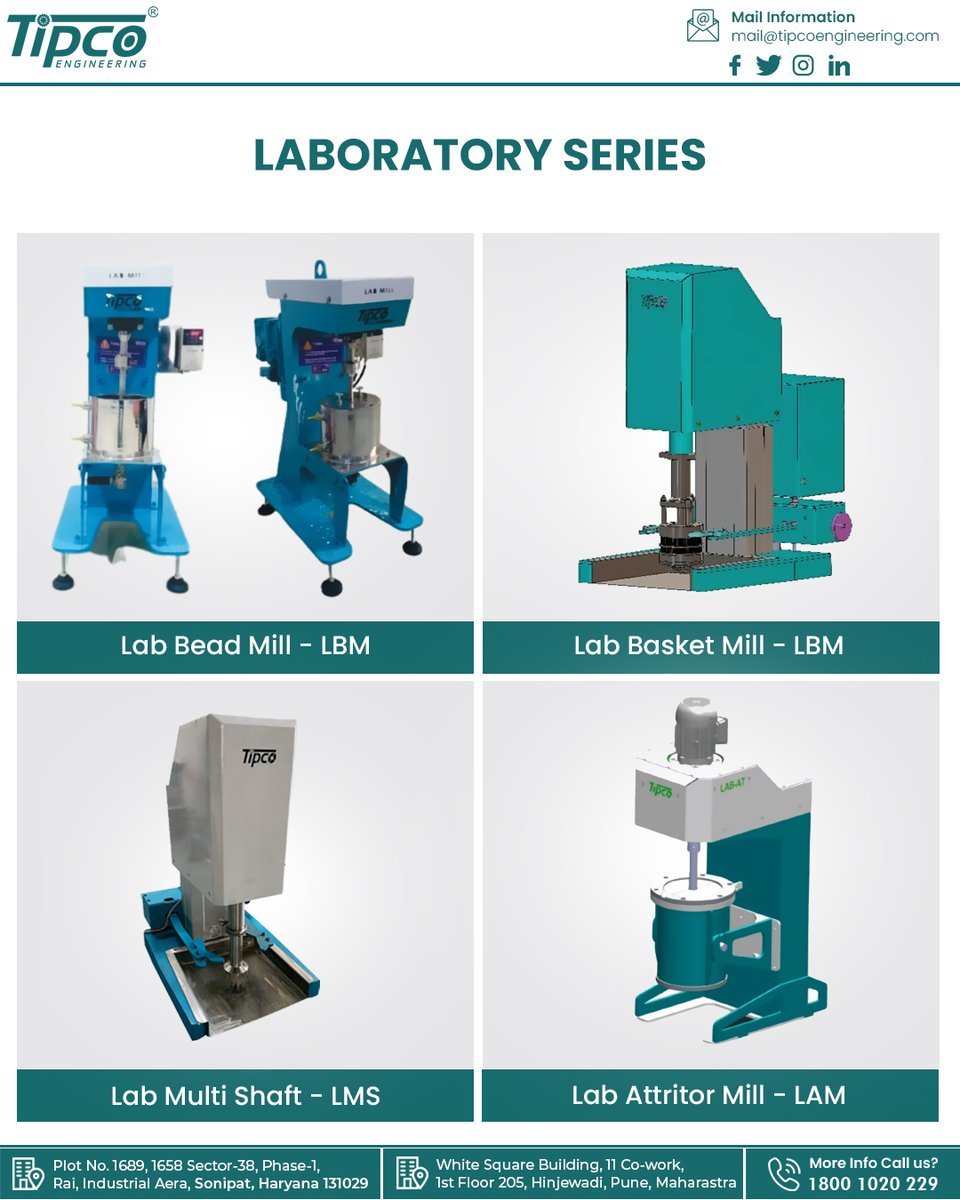 tipcoengineer's tweet image. ⚙️Discover the TIPCO Laboratory Series. A complete range of Lab Mills, Mixers & Dispersers crafted to deliver precision, consistency, & control for your R&D needs. 
📞Call us at 18001020229 
✉️mail@tipcoengineering.com
.
.
#labsolutions #processequipment #machine #Manufacturing