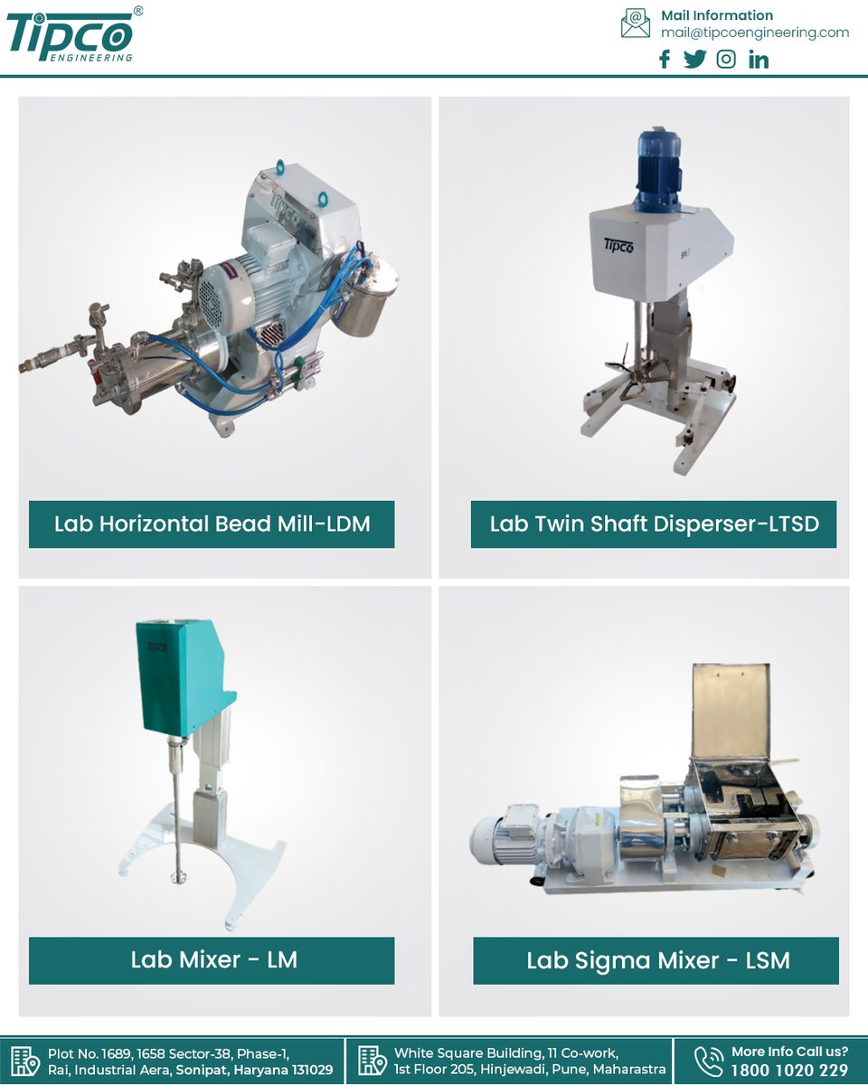 tipcoengineer's tweet image. ⚙️Discover the TIPCO Laboratory Series. A complete range of Lab Mills, Mixers & Dispersers crafted to deliver precision, consistency, & control for your R&D needs. 
📞Call us at 18001020229 
✉️mail@tipcoengineering.com
.
.
#labsolutions #processequipment #machine #Manufacturing