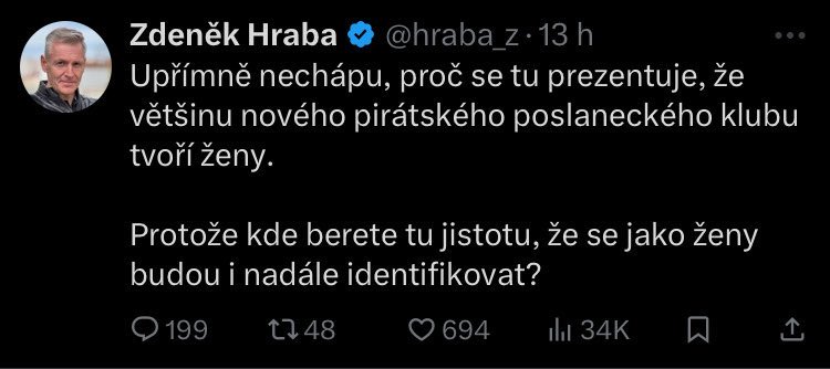 Progresivisti nám tu celou dobu říkají, že to, jak se někdo identifikuje, nemá nic společného s pohlavím. Petros řekl, že Hraba "hodnotí jejich pohlavní orgány". Petros je lhář, primitiv a cholerické prase.