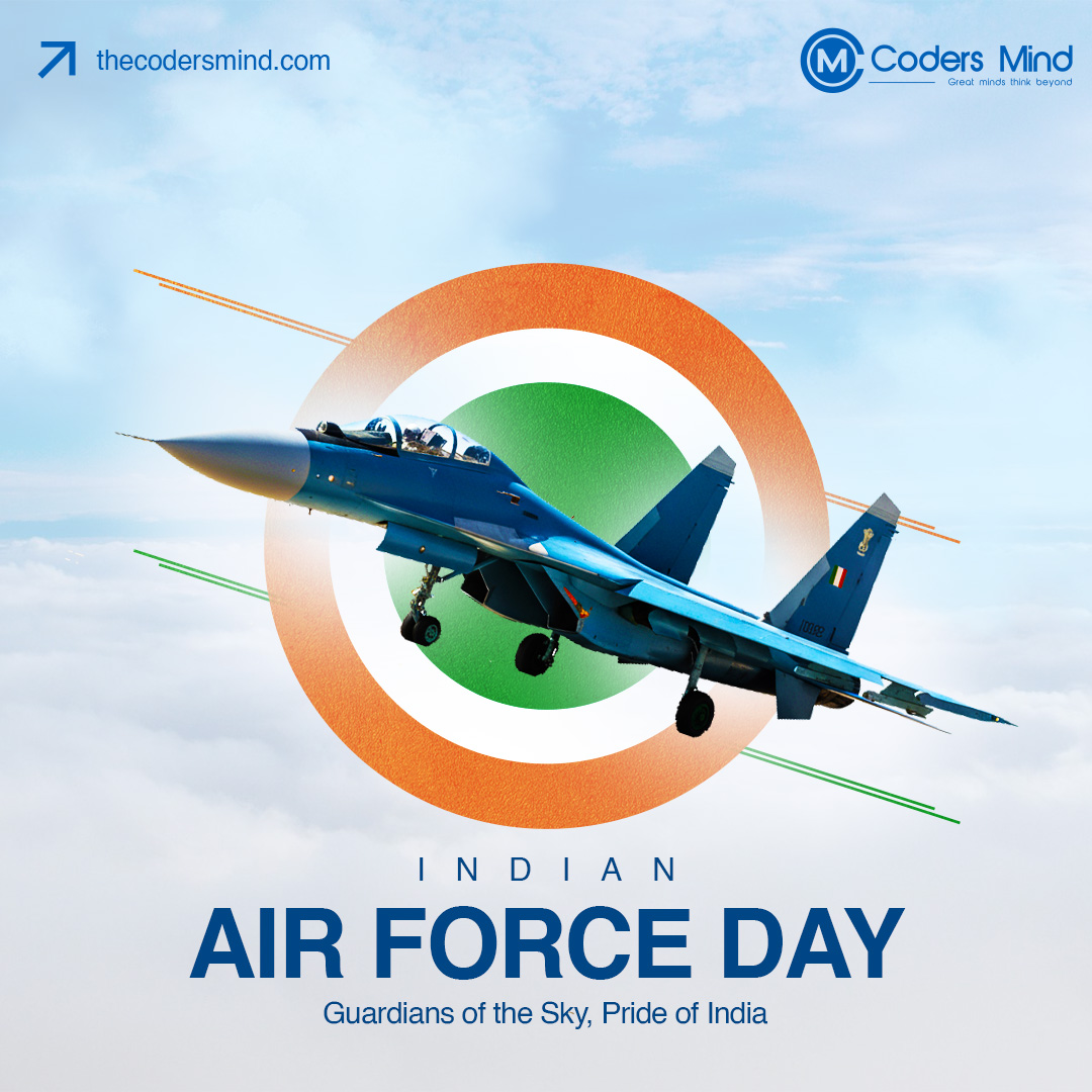 codersmind's tweet image. Flying high with courage, strength, and pride
This #IndianAirForceDay, we salute the heroes who
guard our skies and inspire us to reach new heights
every day.
#IndianAirForceDay #PrideOfIndia
#GuardiansOfTheSky #SaluteToHeroes #CodersMind