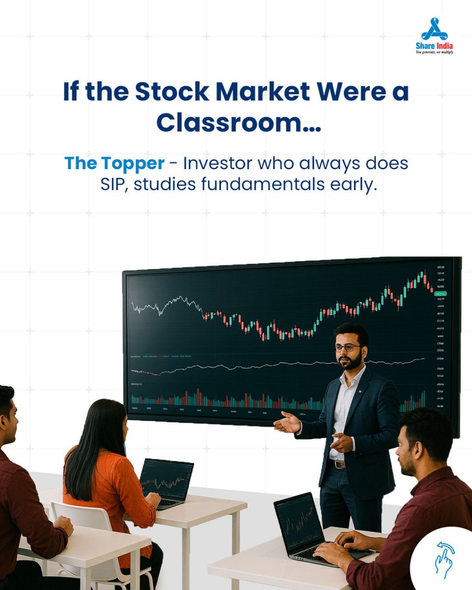 shareindiasec's tweet image. If the stock market had a classroom roll call...
From the SIP Topper to the Gut-Feeling Genius, every investor has their own style.
Which one are you? Tag your trading twin.

#ShareIndia #StockMarketIndia #InvestingHumor #SIPInvestor #InvestorTypes #FinanceMadeFun…