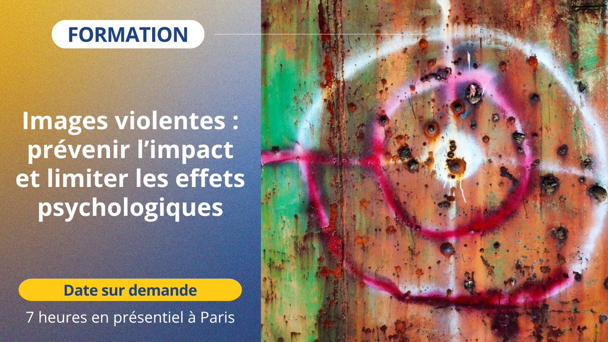 Prévenir les traumatismes liés aux images violentes, ça s’apprend ! Rejoignez notre #formation pour comprendre les mécanismes de l’impact visuel et apprendre à s’en préserver.

📆 Date : sur demande
📍 Lieu : Paris

🎯 Infos &amp; inscription ouvertes : ow.ly/HOkZ50X6HOV