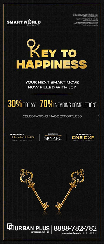UrbanPlus's tweet image. 🔑 Your Happiness, Made Easy

Pay 30% now and the rest nearing completion! 🏡
Experience effortless luxury at Smartworld Sky Arc, Smartworld The Edition, and Smartworld One DXP.  

📞  8888-782-782

#Smartworld #SkyArc #TheEdition #OneDXP #LuxuryRedefined #SmartLiving #UrbanPlus