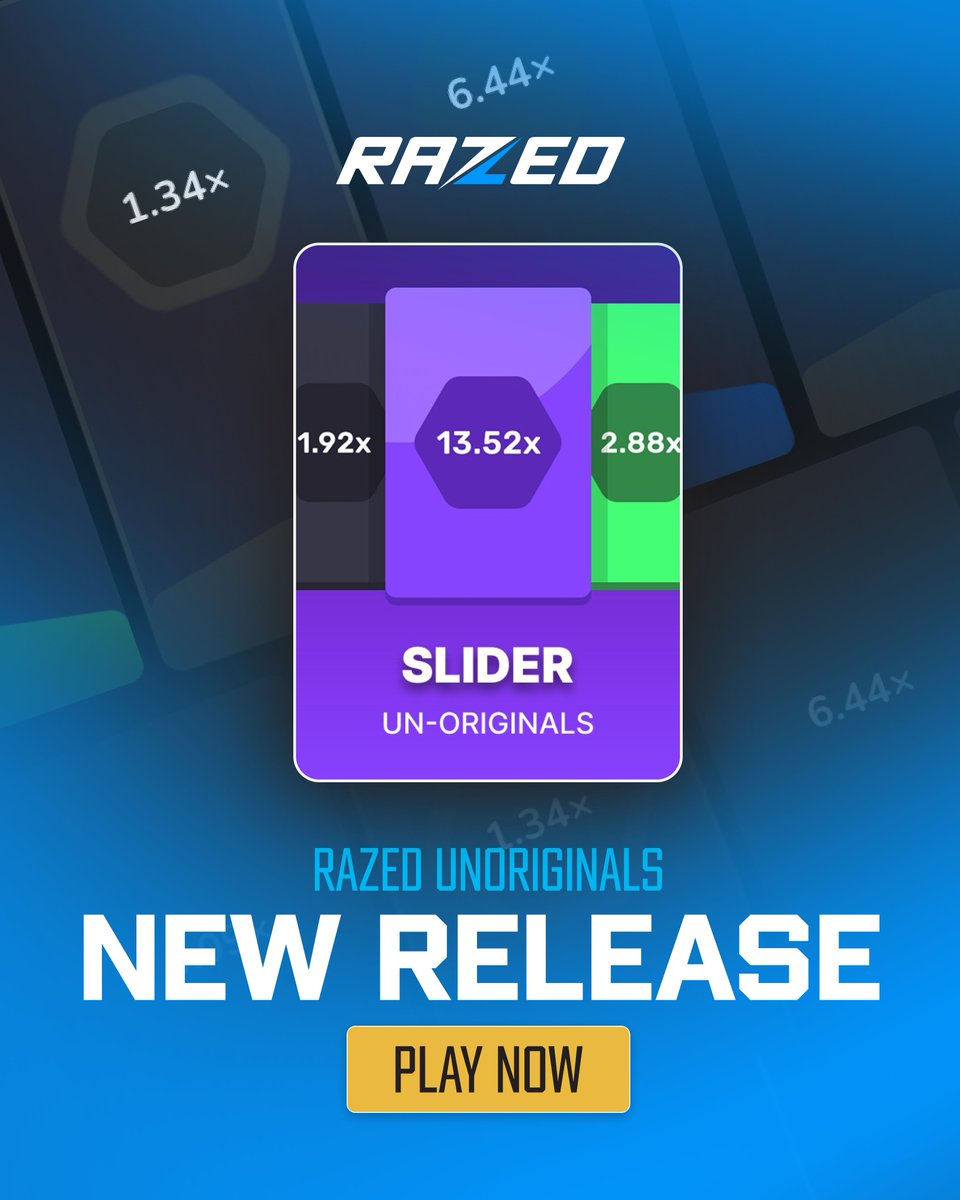 Razedcom's tweet image. Our new Un-Original, SLIDER is LIVE on Razed✅

To celebrate the release, we’re giving away $50 to try it out!!

Like, Follow &amp;amp; Repost to Enter. Ends Soon⏰