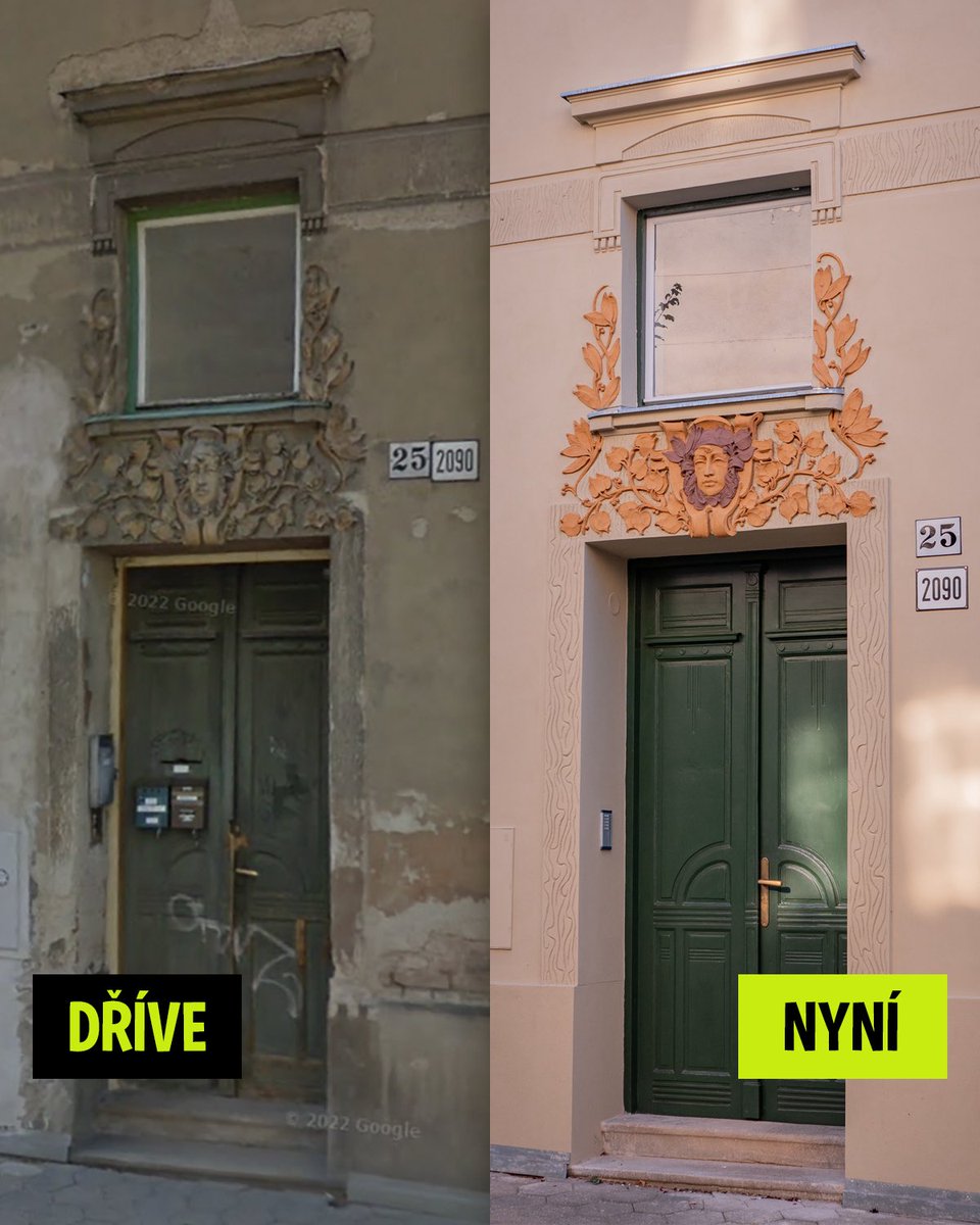 Jak málo stačí k tomu, aby se ze zchátralé ostudy stala chlouba ulice: nový nátěr fasády a zrestaurované štukování. 💚

Aneb jak říká architektonické rčení, bůh (i ďábel) jsou v detailu.

Mahlerova ulice, Jihlava