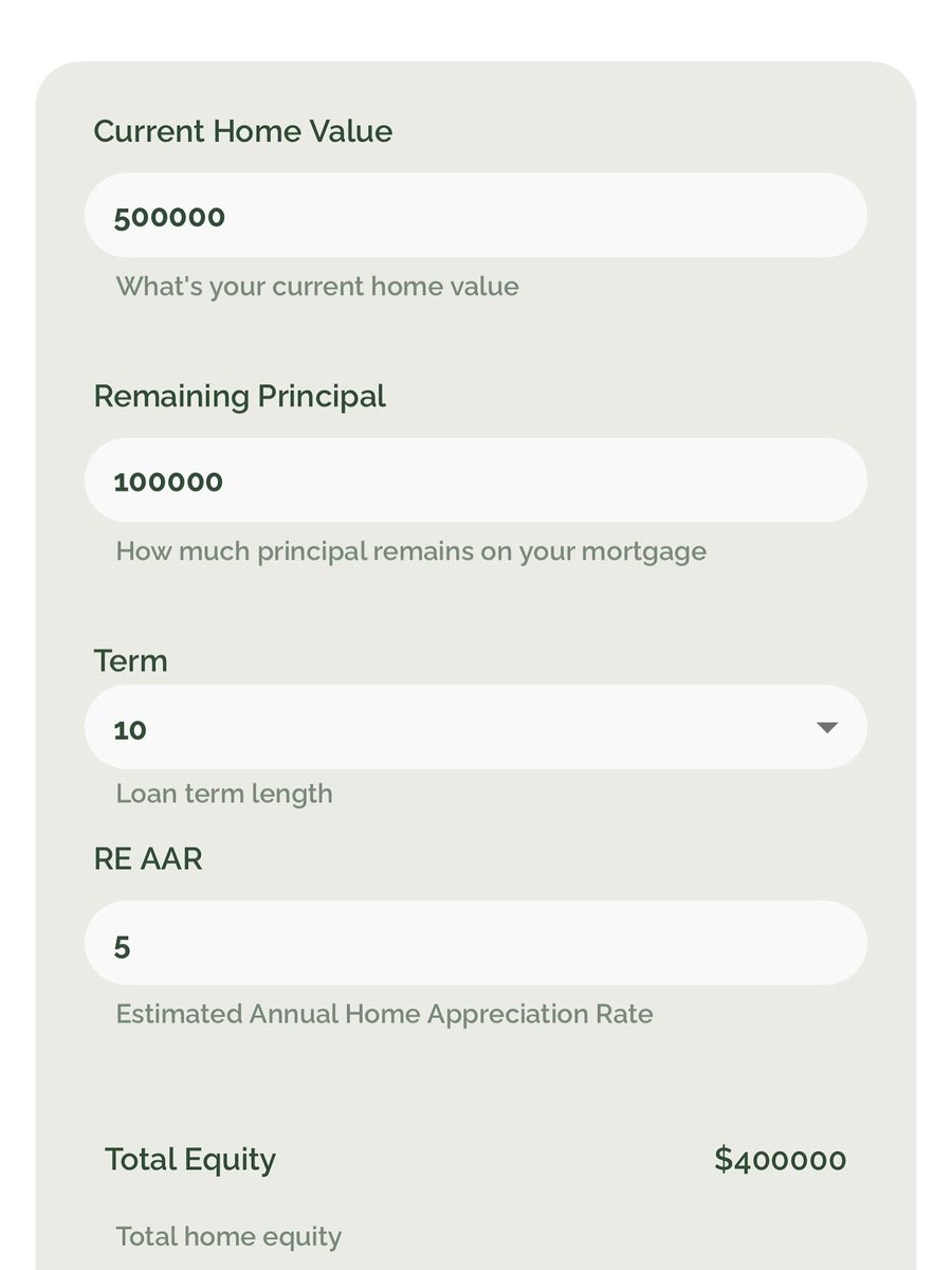 Converting Home Equity to Bitcoin is now a thing. No monthly payments. No loan duration. 

We built a simple model so you can do the math…from Smartphone…in 60 seconds. 

bitcoinmath.org/calculators/ho…