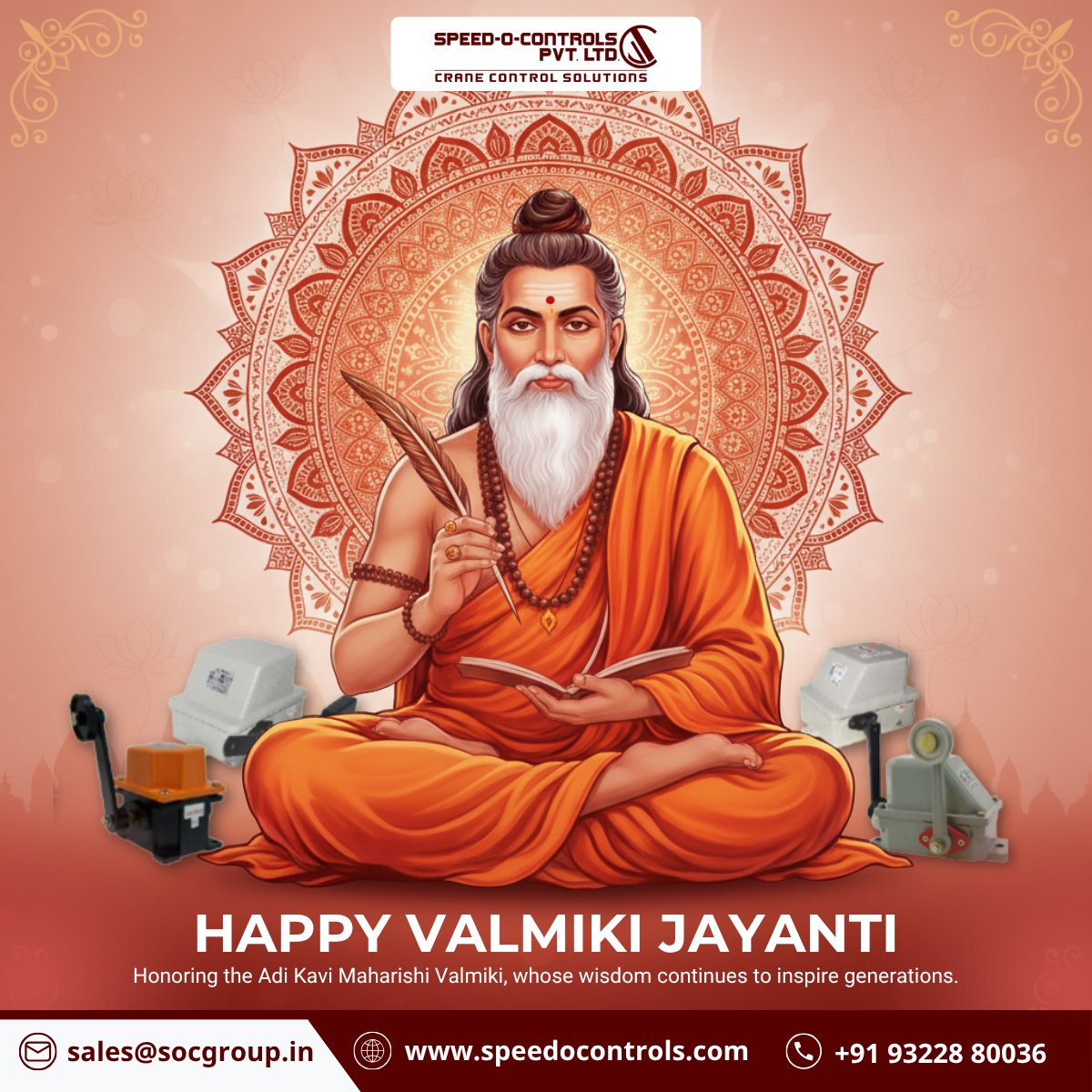 SpeedOControls's tweet image. 📖✨ Honoring Maharishi Valmiki on Valmiki Jayanti ✨📖
veryone peace, knowledge, and progress on this Valmiki Jayanti.
#ValmikiJayanti #SpeedOControls #Inspiration #Wisdom #TraditionAndProgress