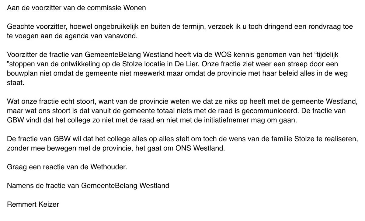 <a href="/wosmedia/">WOS</a> Vanavond vragen wij de wethouder hoe de vork in de steel zit… en maken wij ons er sterk voor dat dit mooie initiatief niet strand maar kan worden gerealiseerd. #wldebat
