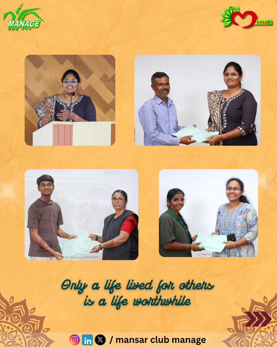 MANSAR_MANAGE's tweet image. Spreading smiles this #Dussehra 🎁✨
We celebrated the festival by gifting tokens of appreciation to our Unsung Heroes — the true backbone of our campus! 🙏💛
#JoyOfGiving #Gratitude #MANSARClub #MANAGE #FestivalOfGoodness 🌼