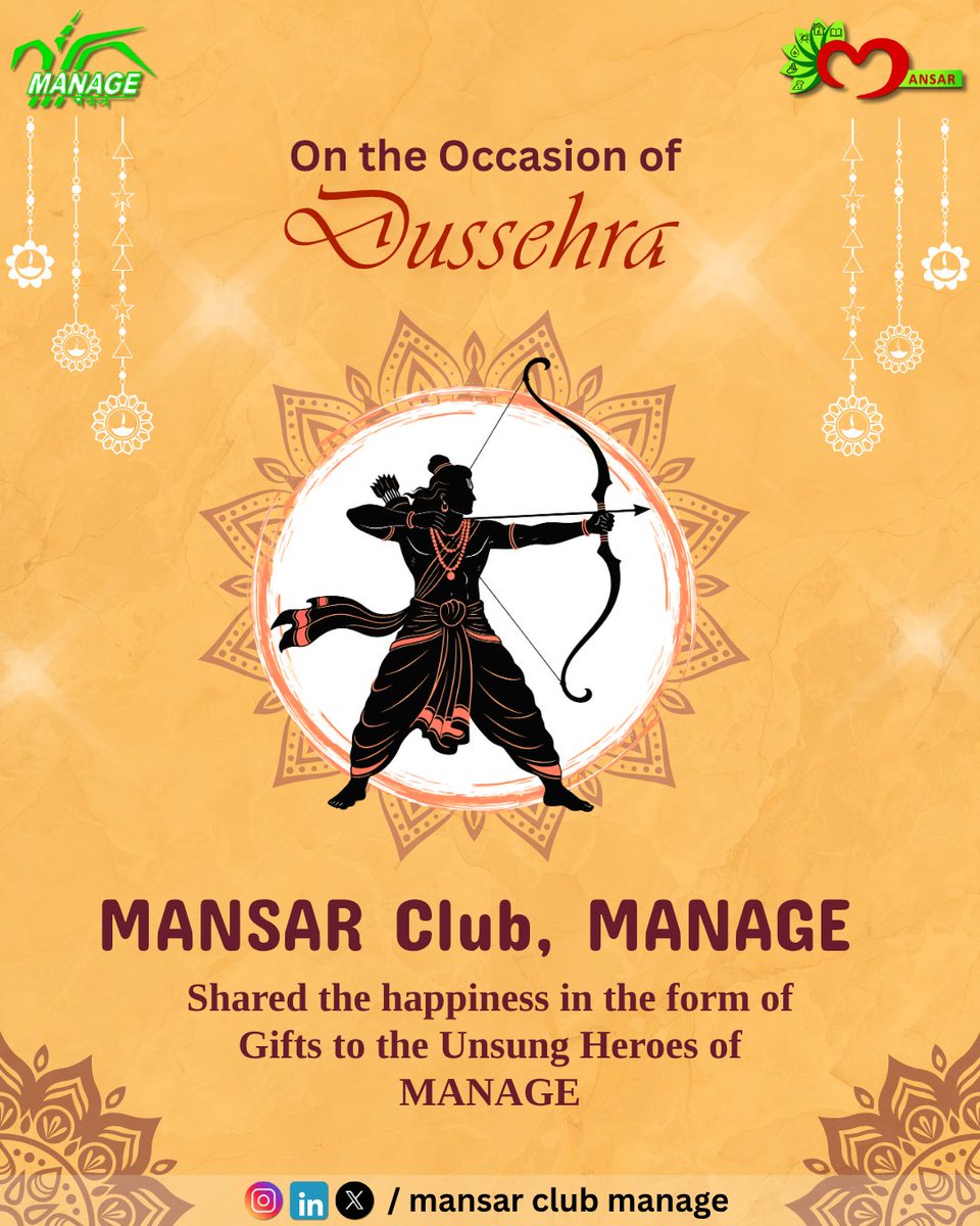 MANSAR_MANAGE's tweet image. Spreading smiles this #Dussehra 🎁✨
We celebrated the festival by gifting tokens of appreciation to our Unsung Heroes — the true backbone of our campus! 🙏💛
#JoyOfGiving #Gratitude #MANSARClub #MANAGE #FestivalOfGoodness 🌼