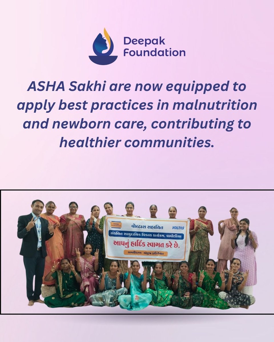 DeepakFoundatio's tweet image. Deepak Foundation held a 2-day training for 21 ASHA Sakhis in Waghodiya, Vadodara on malnutrition &amp;amp; newborn care. Focused on the 1000 Days Approach, it aimed to boost community health practices &amp;amp; outcomes. #ASHA #NewbornCare #1000DaysApproach #MaternalHealth #DeepakFoundation