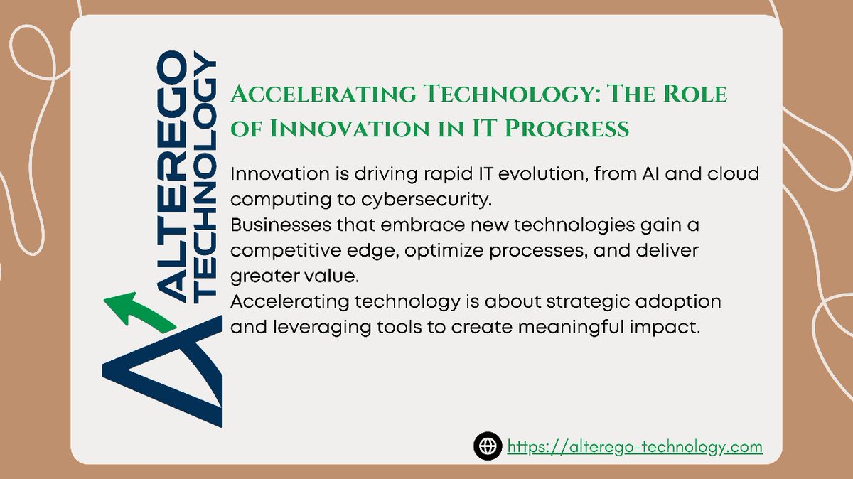 alterego_ltd's tweet image. Tech never waits!
Innovation is reshaping IT, helping businesses stay agile, competitive, and future-ready. 
#AlteregoTechnology #InnovationInTech #ITTrends #DigitalFuture #TechLeadership #NextGenIT